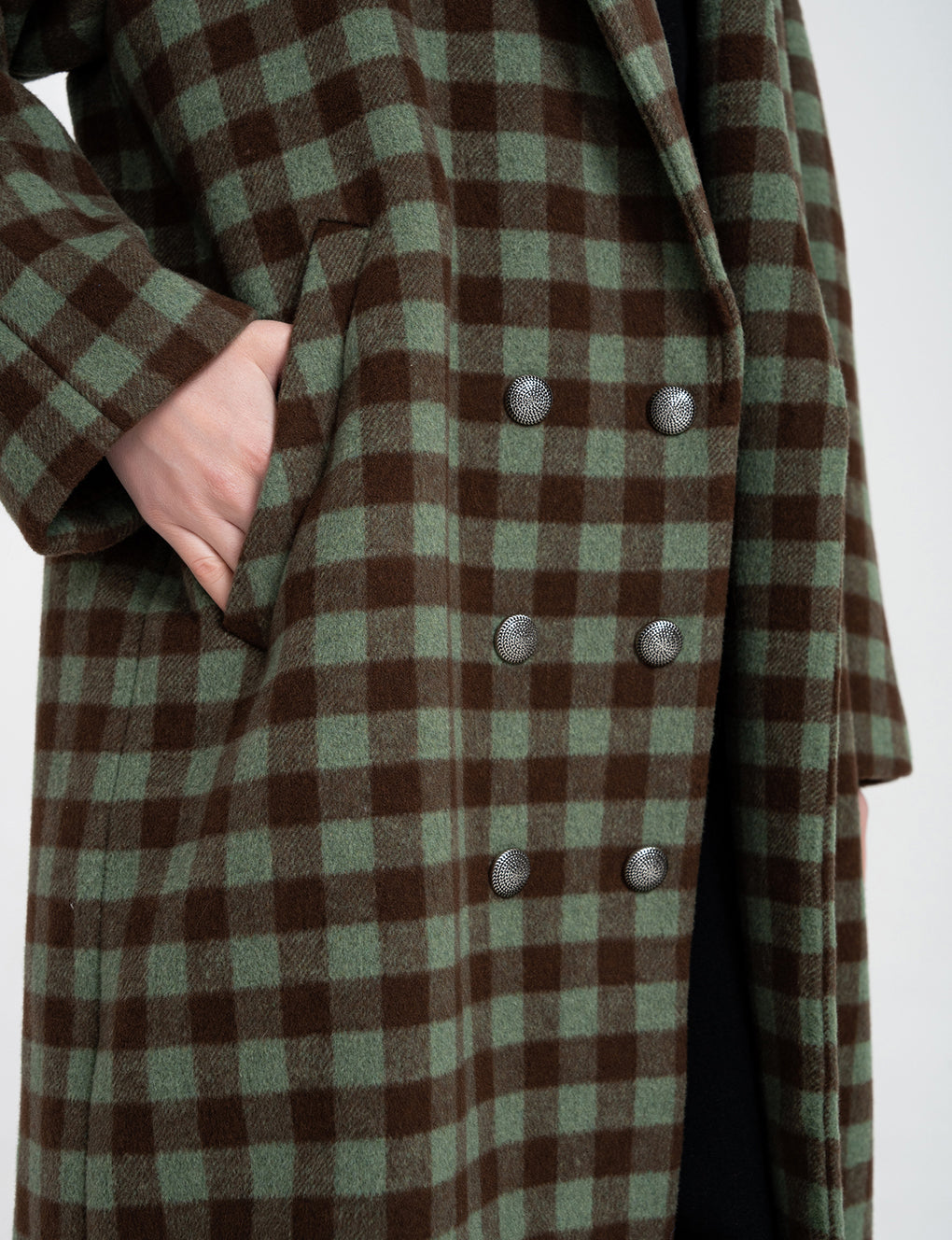 Leisure Plaid Pattern Double-breasted Wool-blend Overcoat