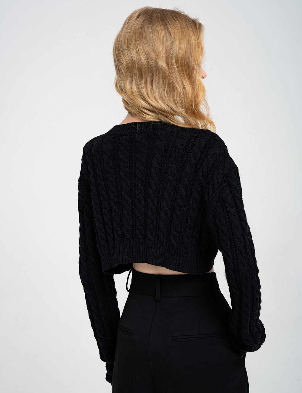 Cropped Cherry-embellished Cable-knit Wool-blend Cardigan