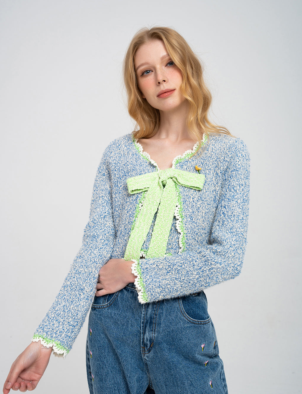 Lace-trimmed Sleeveless Cotton-blend Knitted Cropped Top