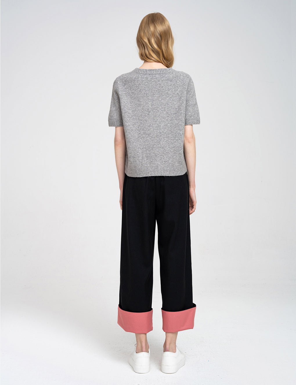 Cherry-embroidered Ribbed Edge Wool-blend Knitted Jumper