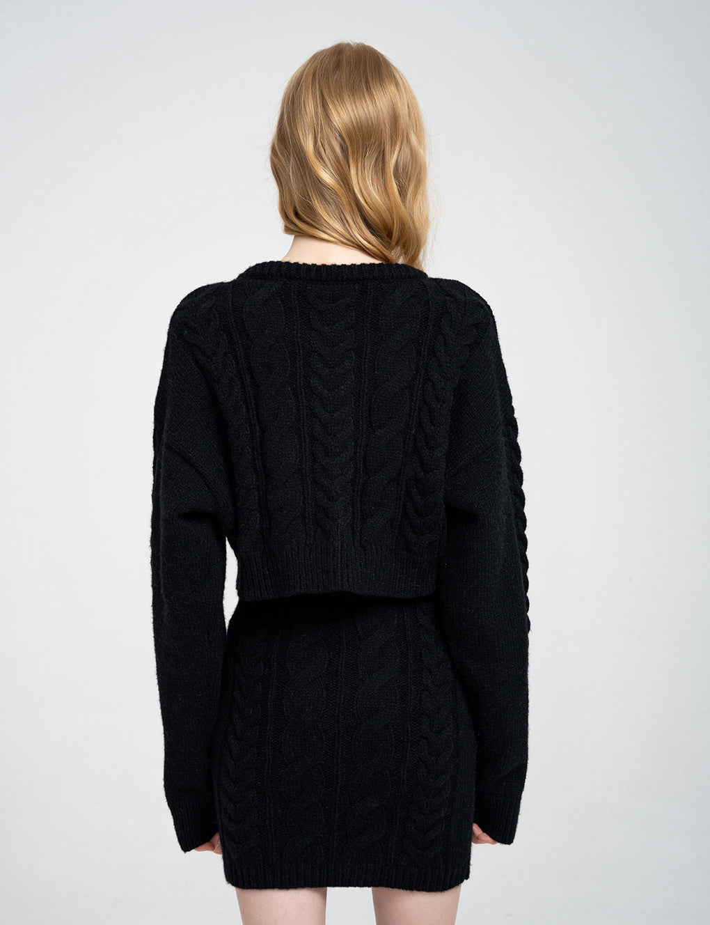 Cropped Cherry-embellished Cable-knit Jumper