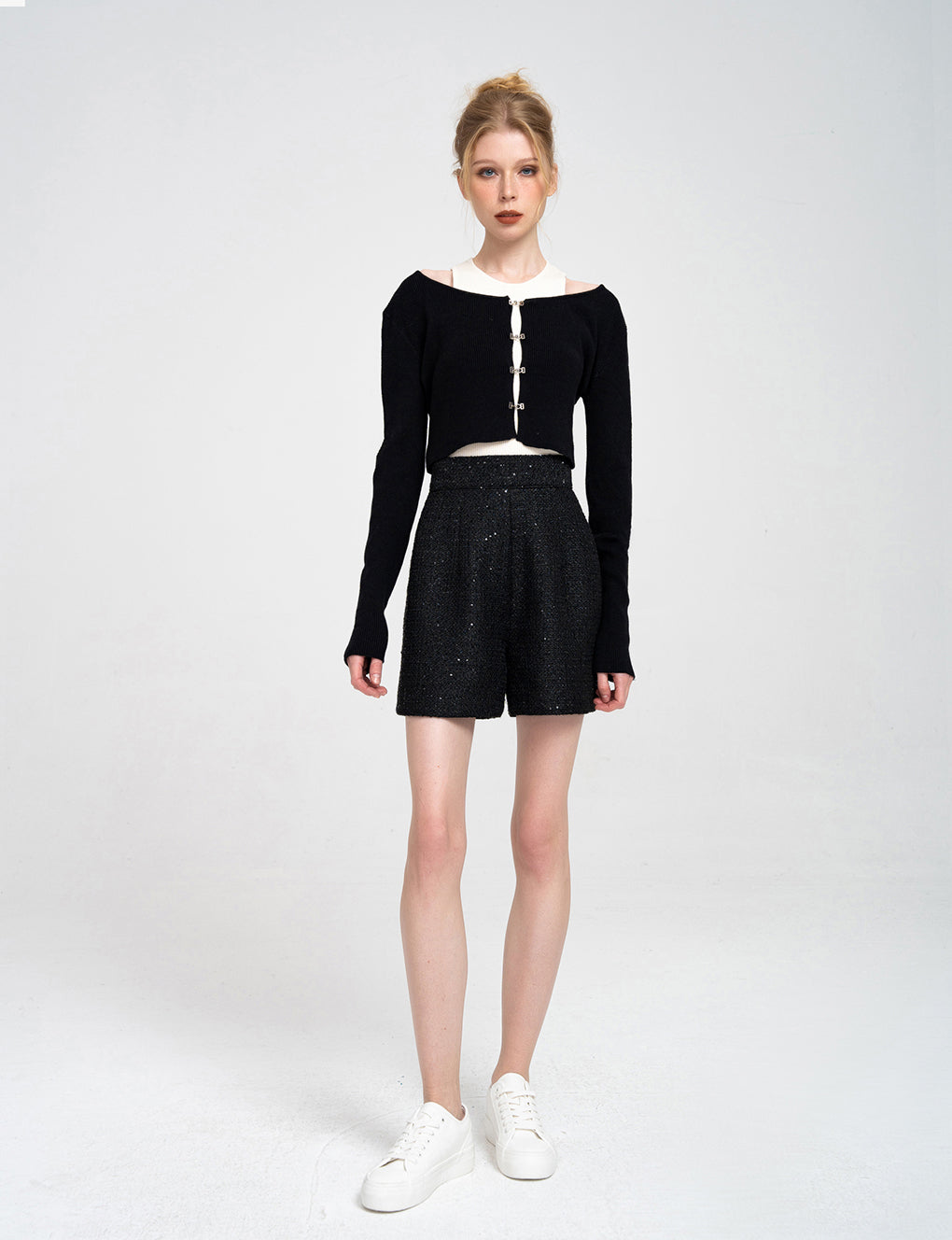 Ribbed Stretch Knit Cardigan and Top Set