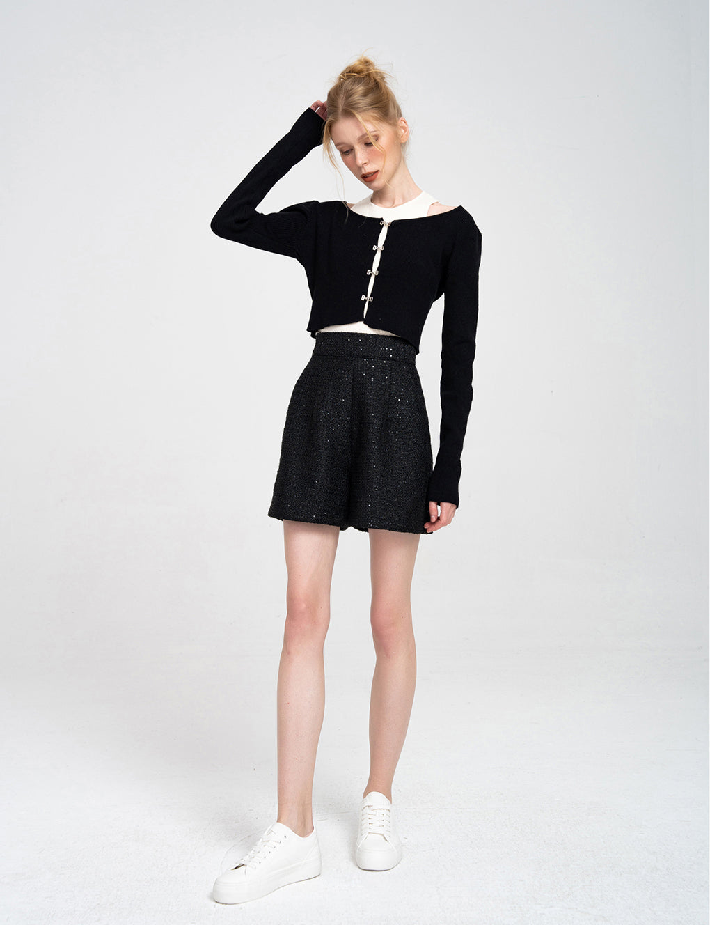 Ribbed Stretch Knit Cardigan and Top Set