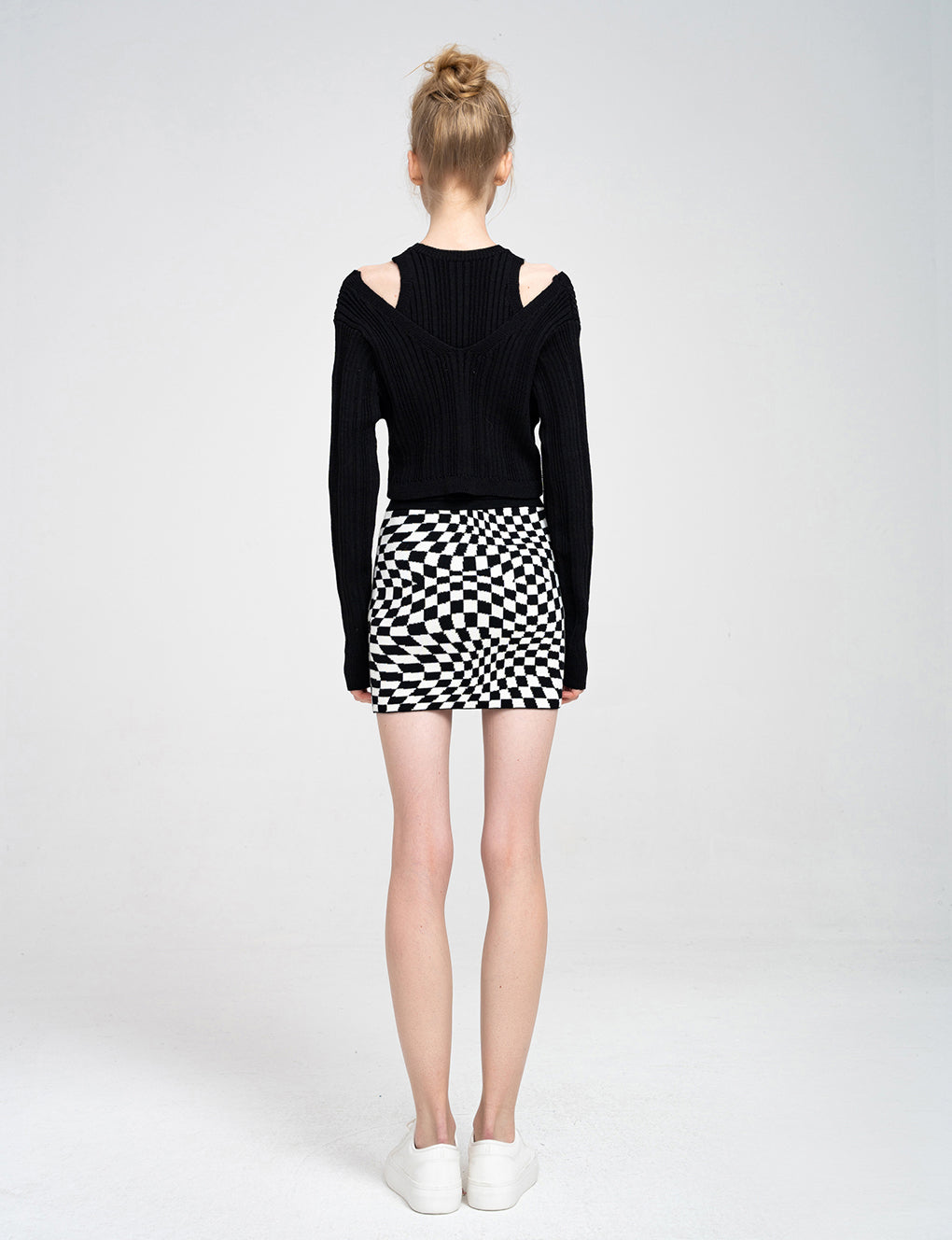 Cold Shoulder Ribbed Stretch knitted Cardigan and Top Set