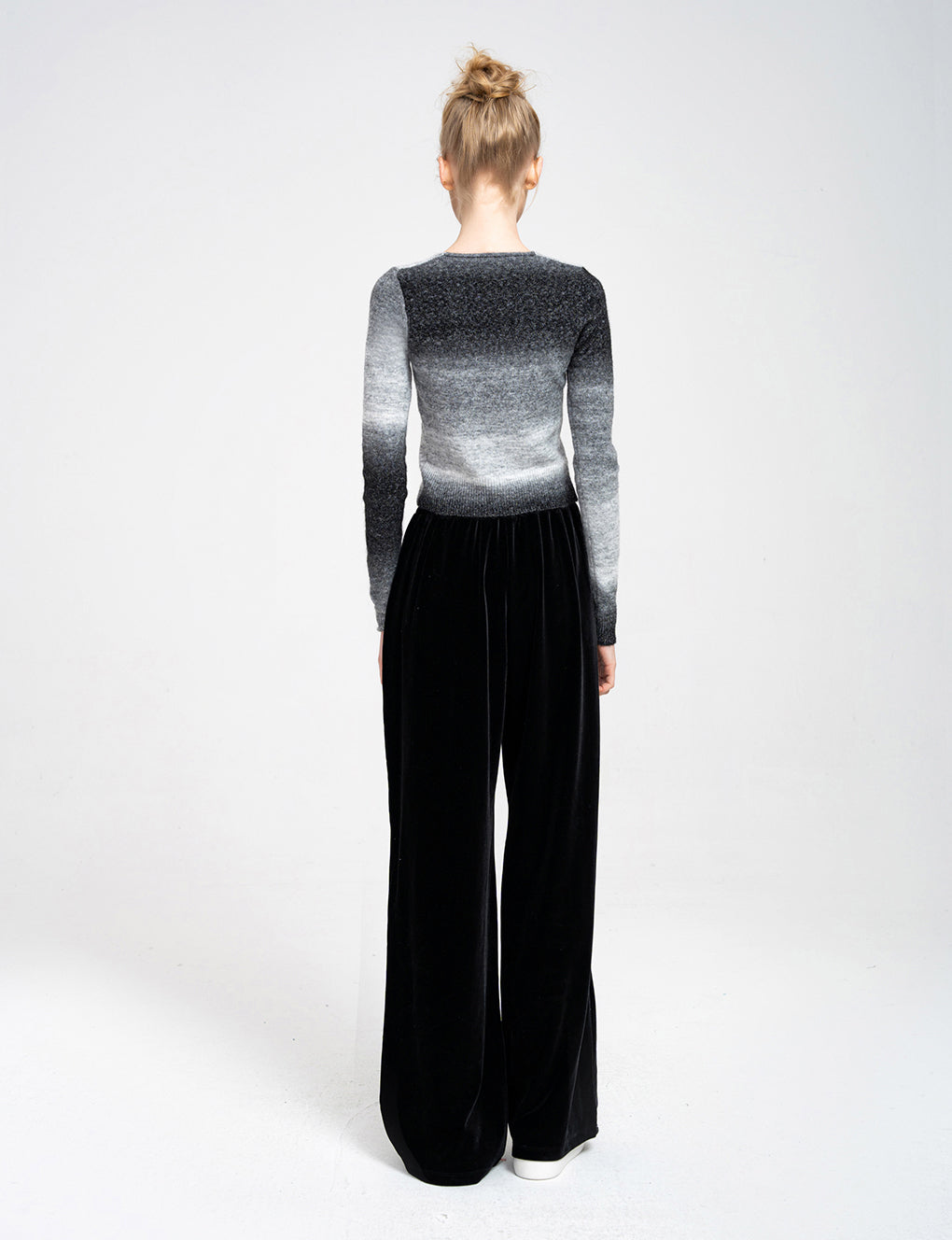 Gradient Pattern Square Neck Knit Wool-blend Sweater