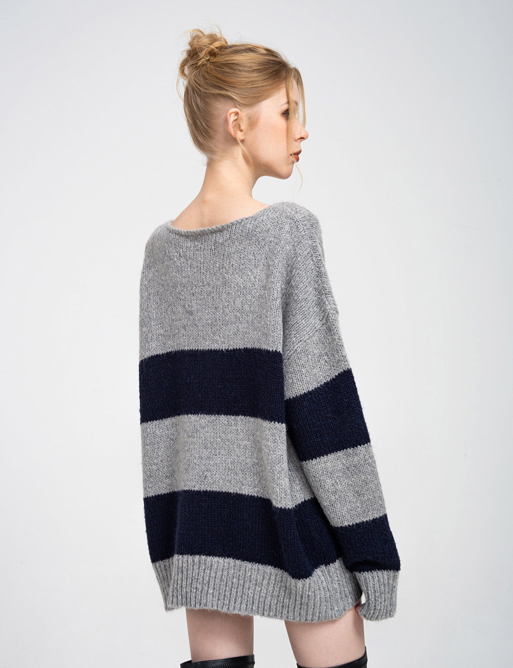 Oversized Striped Knitted Wool-blend Jumper