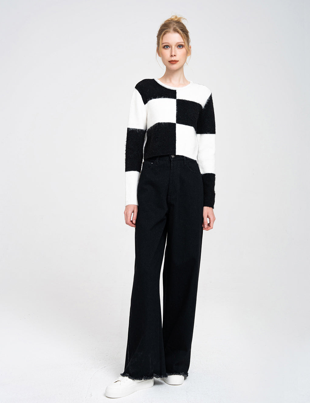 Cropped 2 Colour-block Knit Wool-blend Jumper