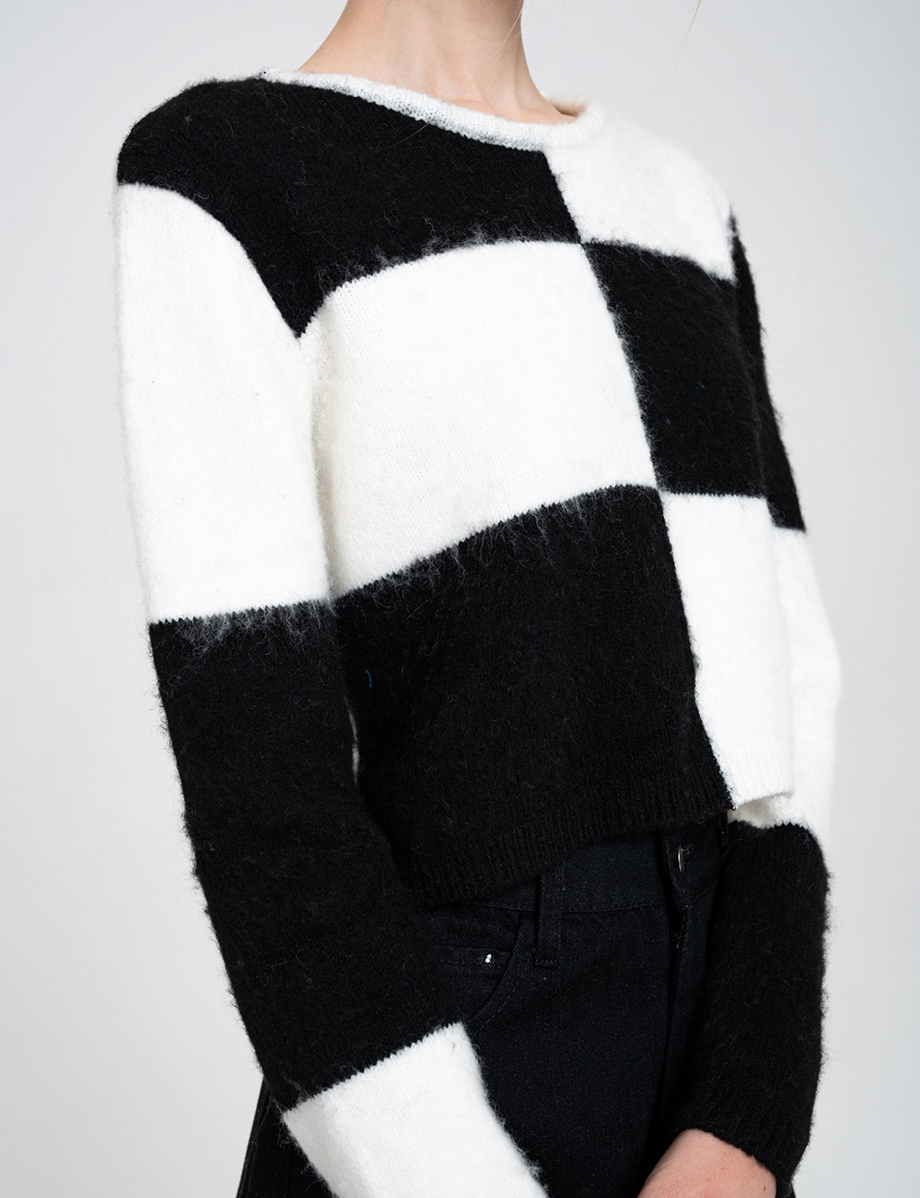 Cropped 2 Colour-block Knit Wool-blend Jumper