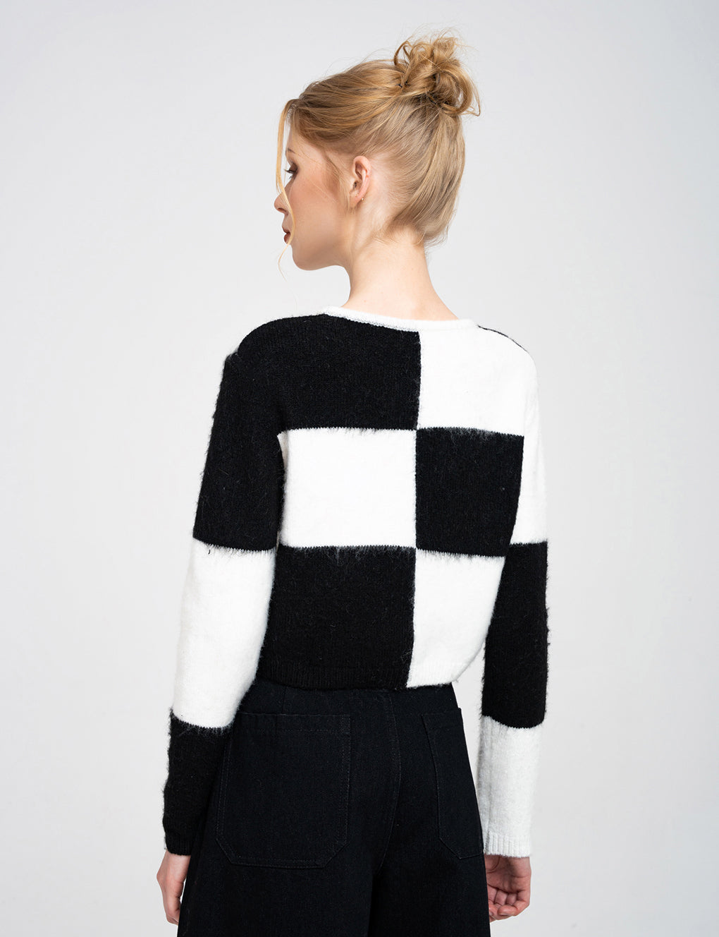 Cropped 2 Colour-block Knit Wool-blend Jumper