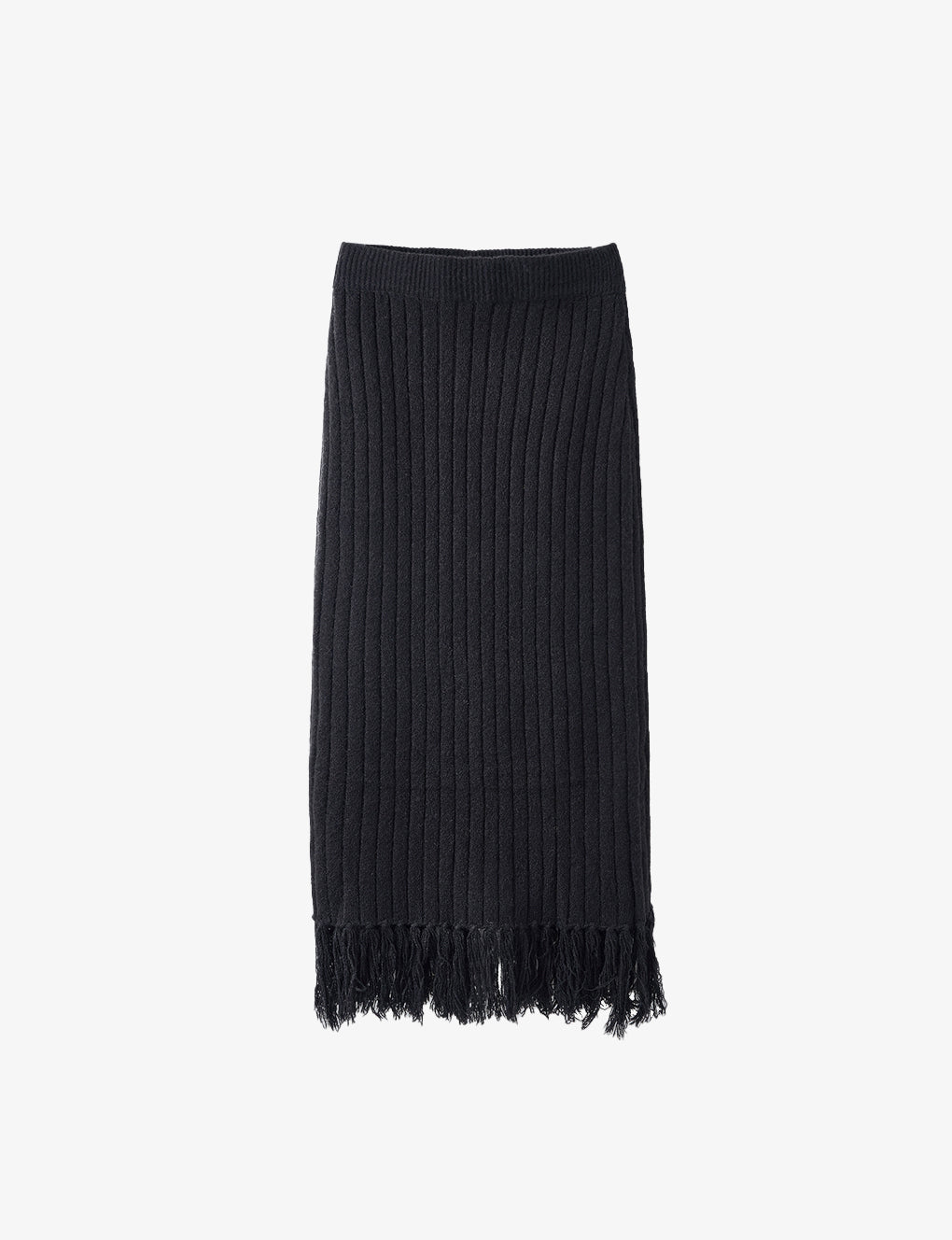 Fringed Ribbed High-waisted Knitted Midi Dress