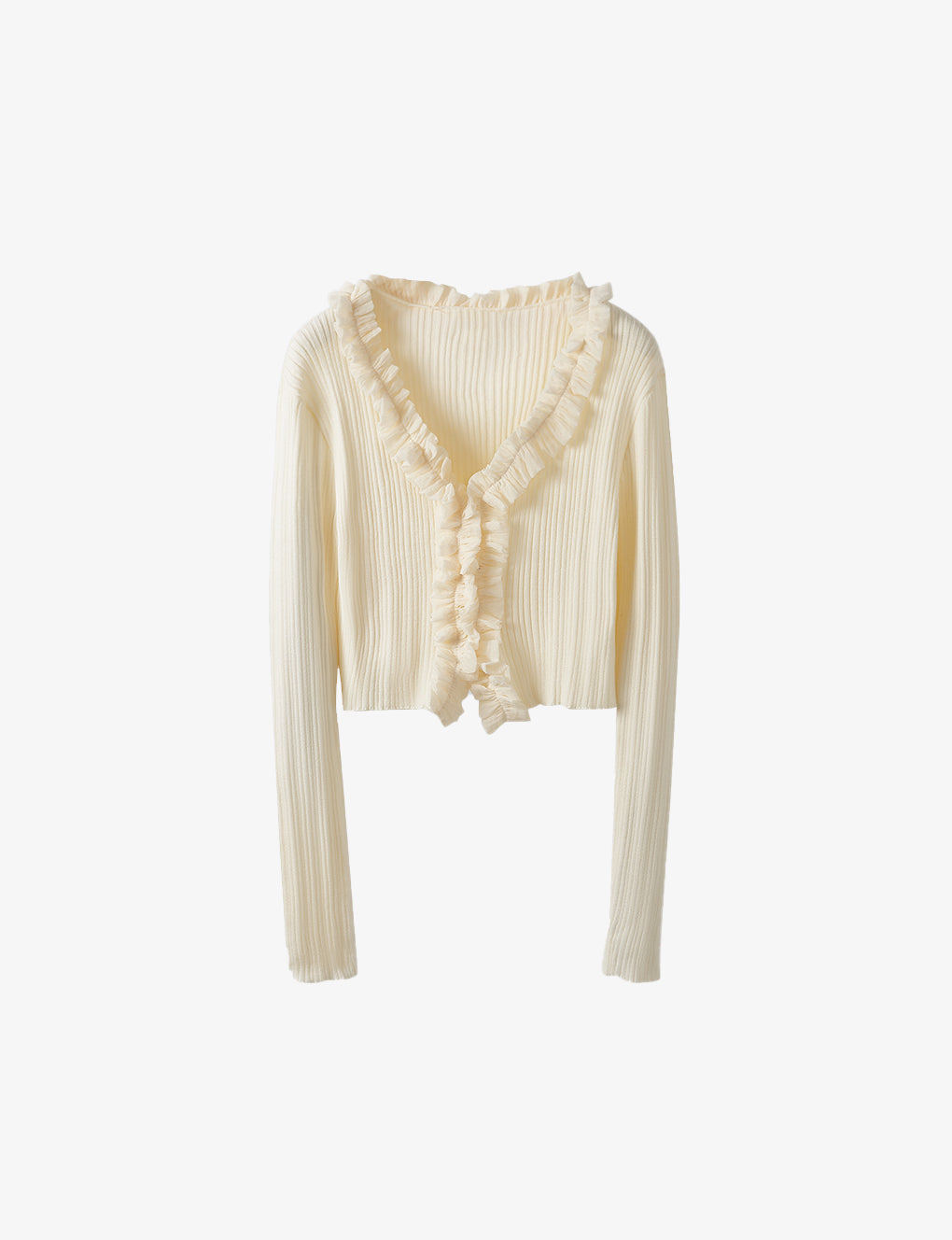 V-neck Lace-trimmed Knitted Cardigan