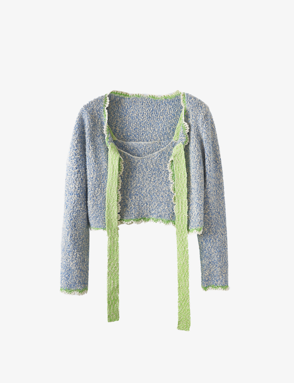 Lace-trimmed Sleeveless Cotton-blend Knitted Cropped Top