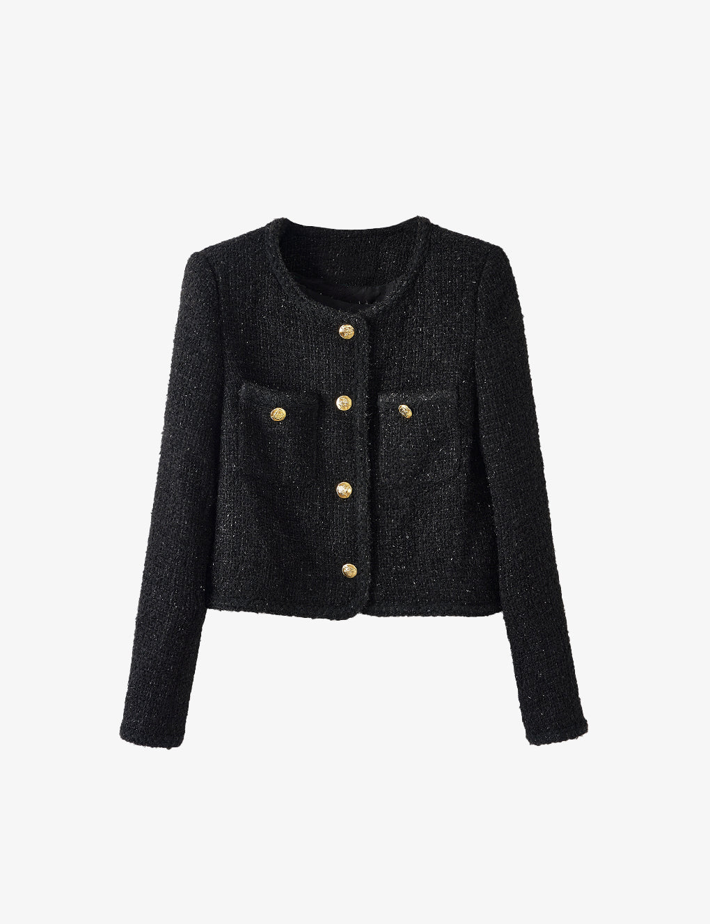 Single-breasted Metallic Thread Tweed Jacket