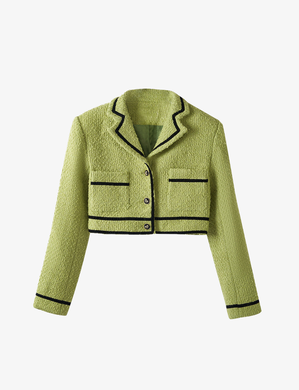 Notched Lapel Ribbon-trimmed Wool-blend Tweed Jacket