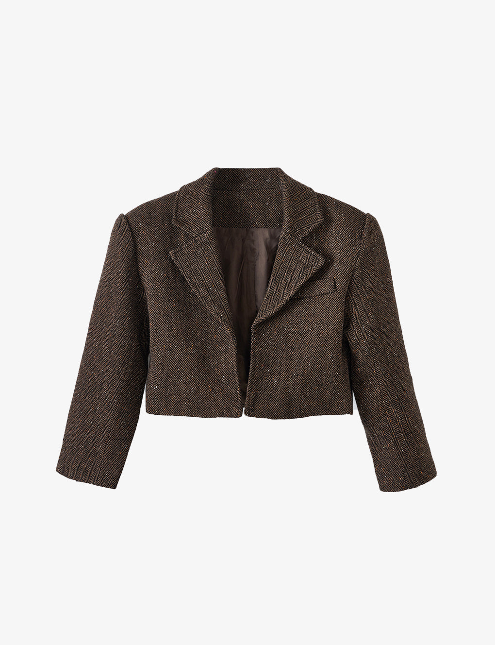 Notched Lapel Cropped Stippled Chevron Jacket