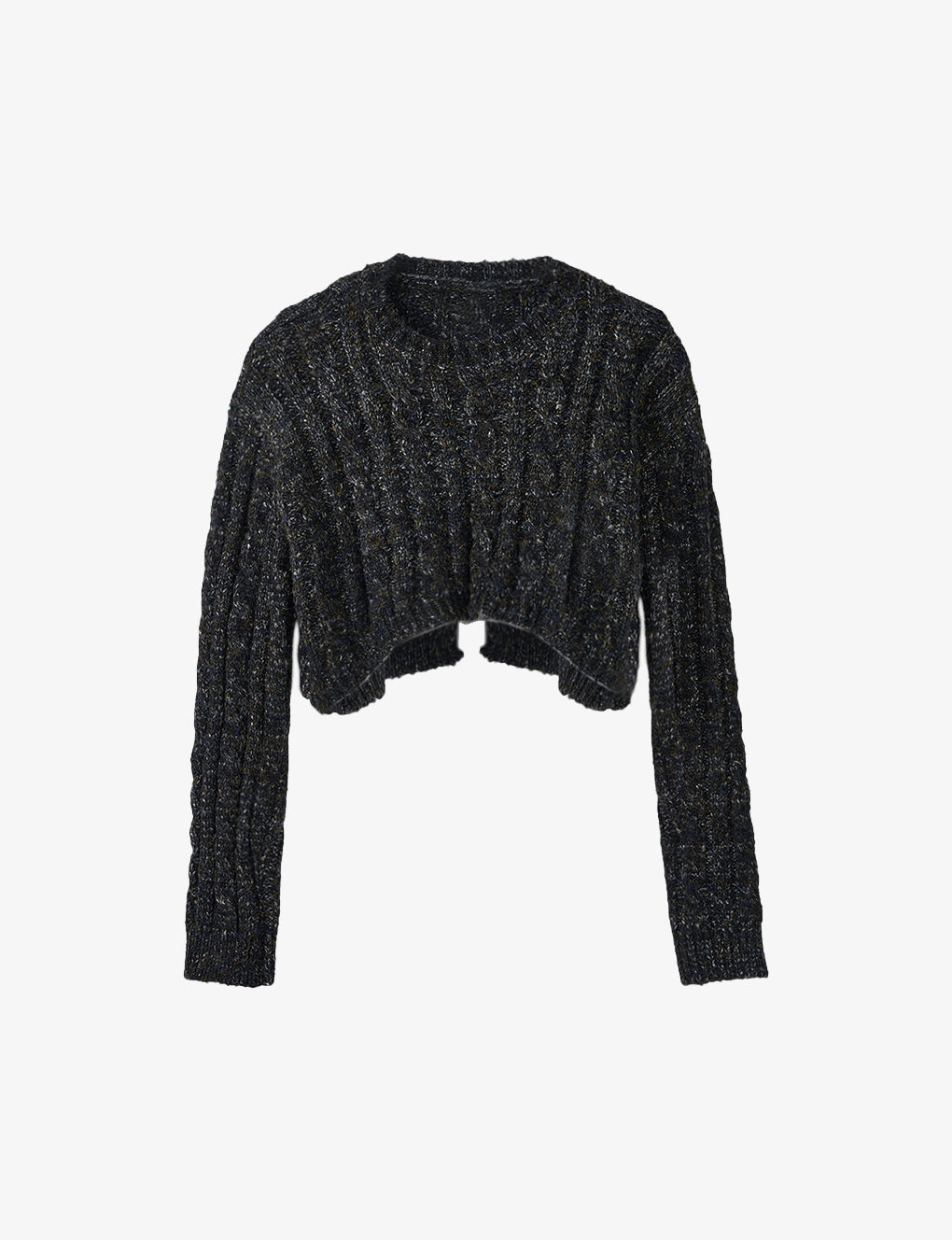 Cropped Rear High-split Cable-knit Sweater