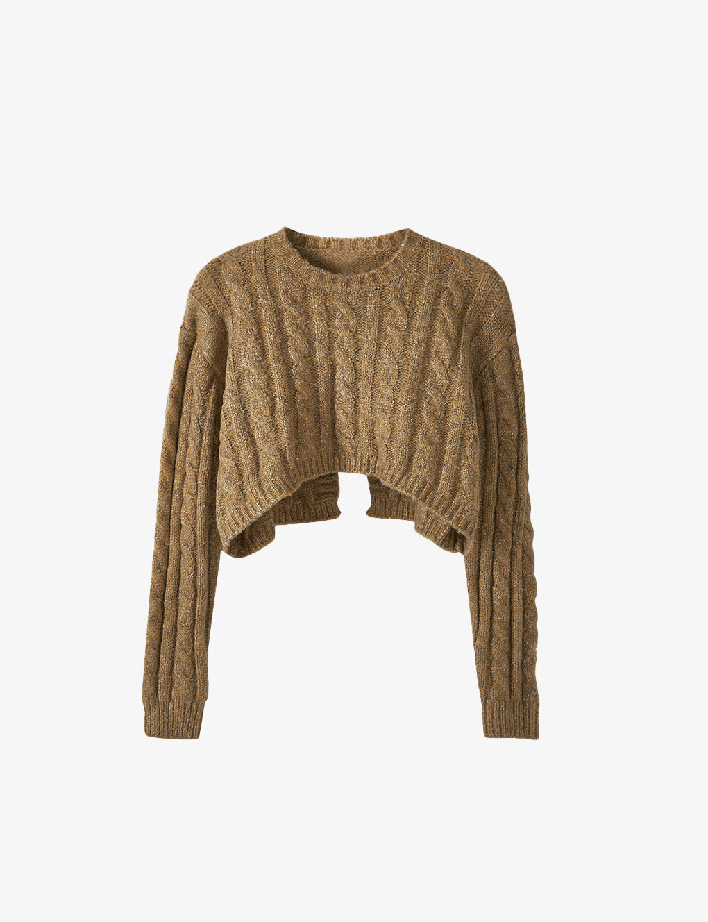 Cropped Rear High-split Cable-knit Sweater