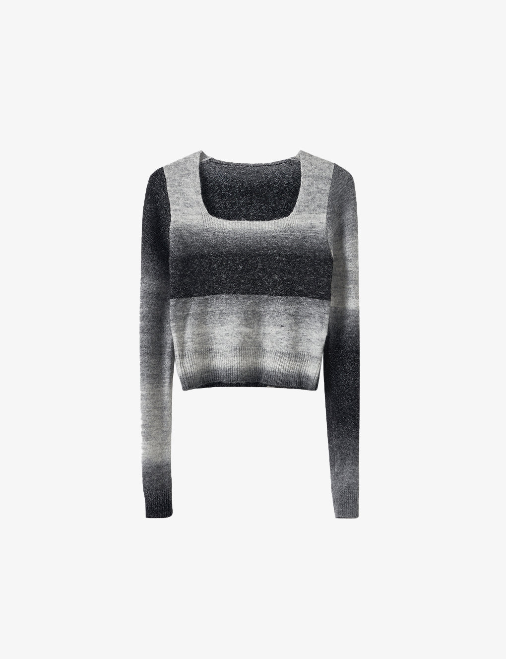 Gradient Pattern Square Neck Knit Wool-blend Sweater